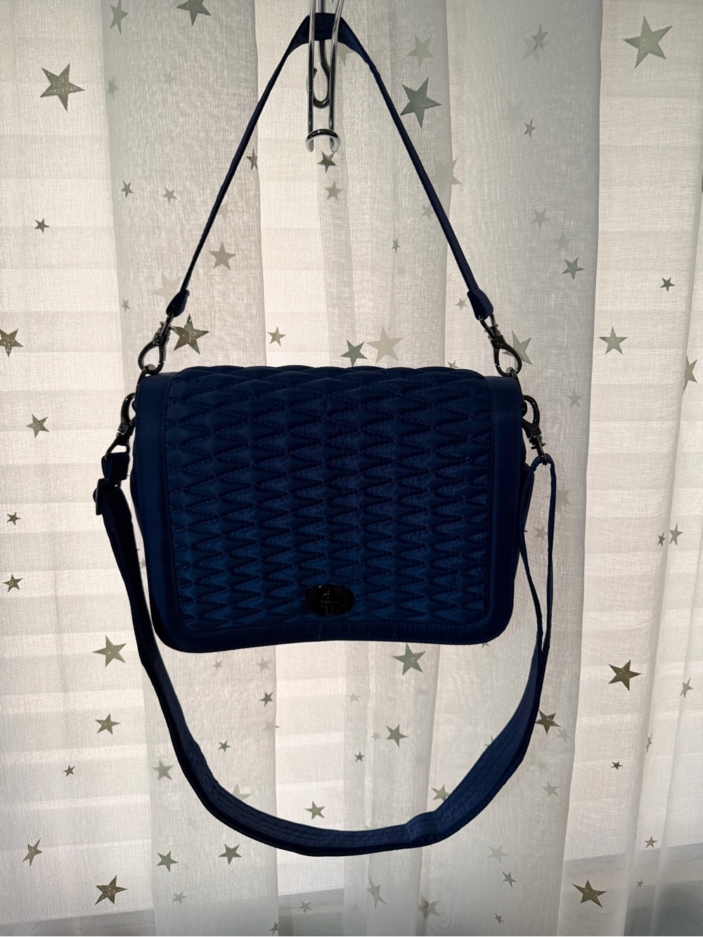 lug Quilted Navy Crossbody Bag